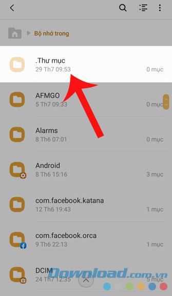 Instructions to create and view hidden folders on Android