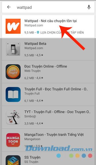 Instructions for installing and reading stories on Wattpad