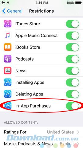 İPhoneda uygulama içi satın alımları açma / kapatma