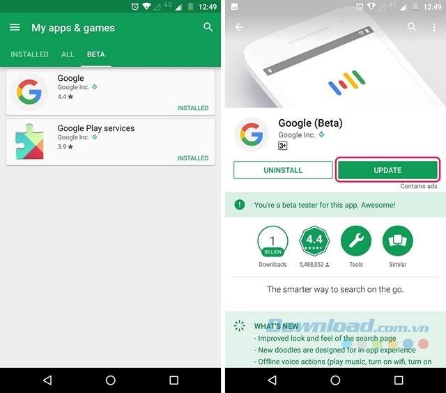 Instructions for activating Google Assistant on Android devices