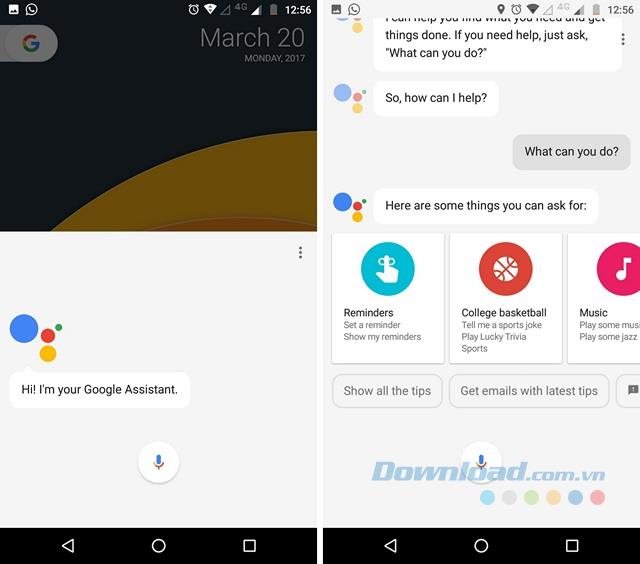 Instructions for activating Google Assistant on Android devices
