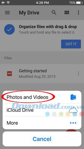 Enregistrer des photos sur iPhone, iPad sur iCloud, Dropbox, Google Drive