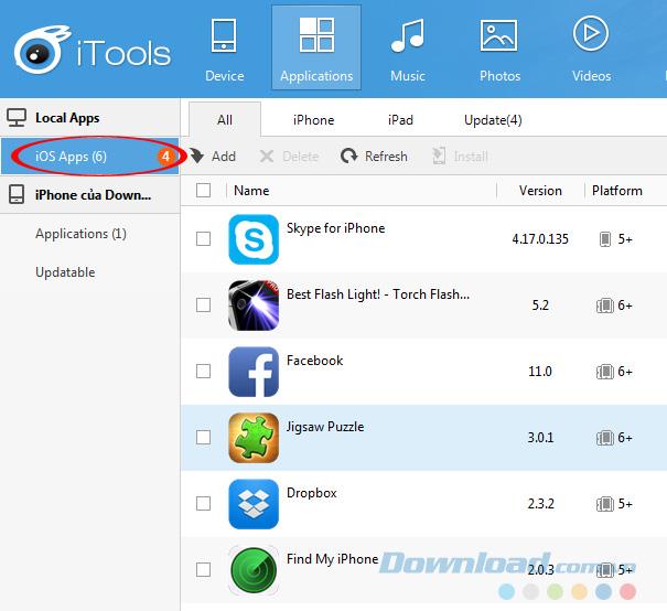 Install the application for iPhone using iTools