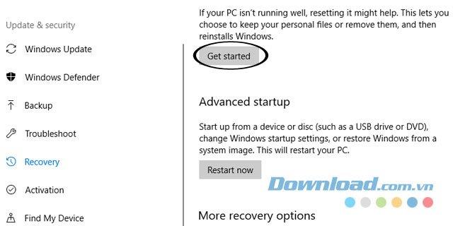 How to restore factory settings on Windows 10