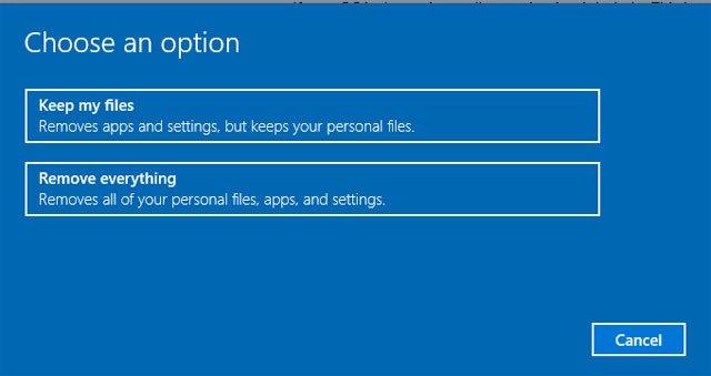 How to restore factory settings on Windows 10