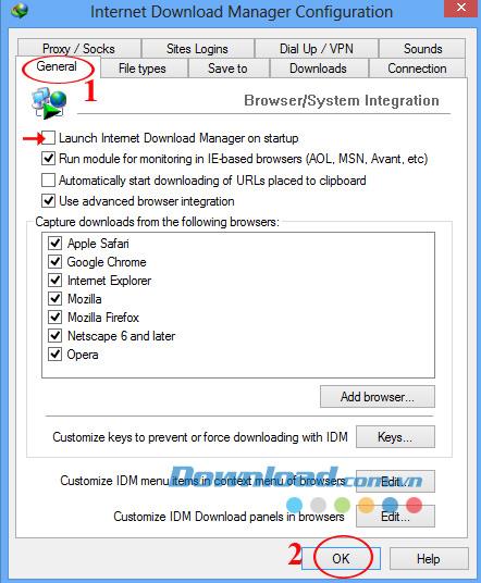 IDM की Windows स्टार्टअप सुविधा को अक्षम करें