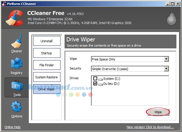 Comment supprimer définitivement des données sur le disque dur avec CCleaner