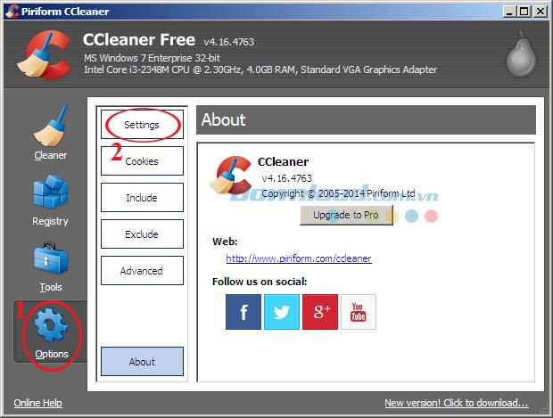 Cara mengatur CCleaner untuk memulai dengan Windows