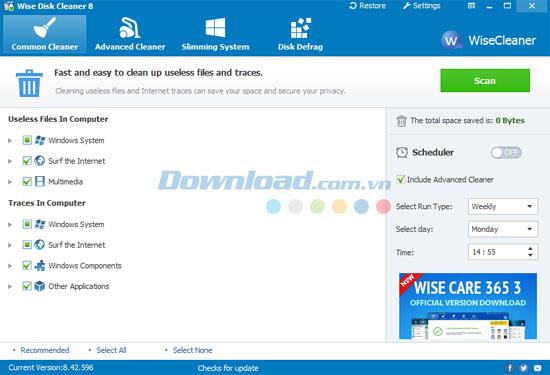 Petua untuk membersihkan dan defrag pemacu dengan Wise Disk Cleaner