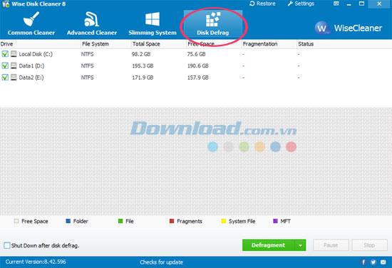 Tips untuk membersihkan dan mendefrag drive dengan Wise Disk Cleaner