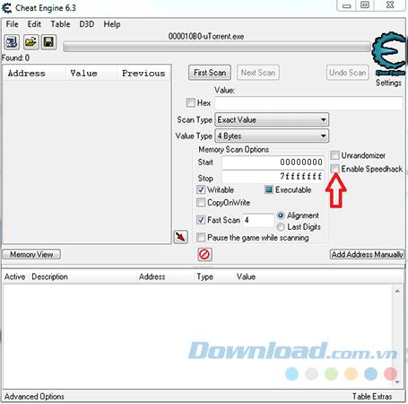 Speed ​​up downloading uTorrent with Cheat Engine
