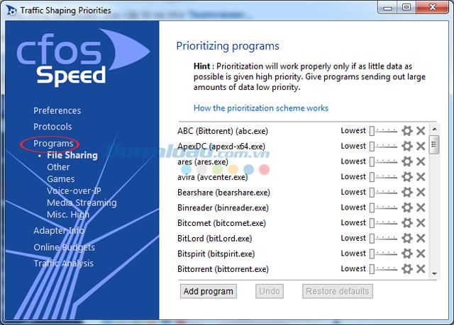 インターネット接続を高速化する手動cFosSpeed