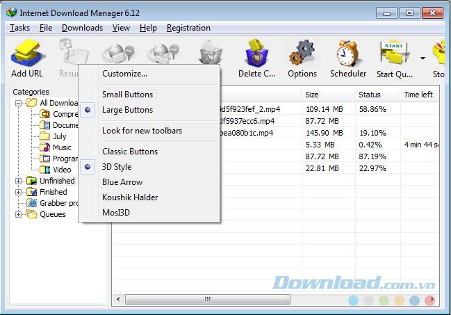 Changer linterface pour Internet Download Manager