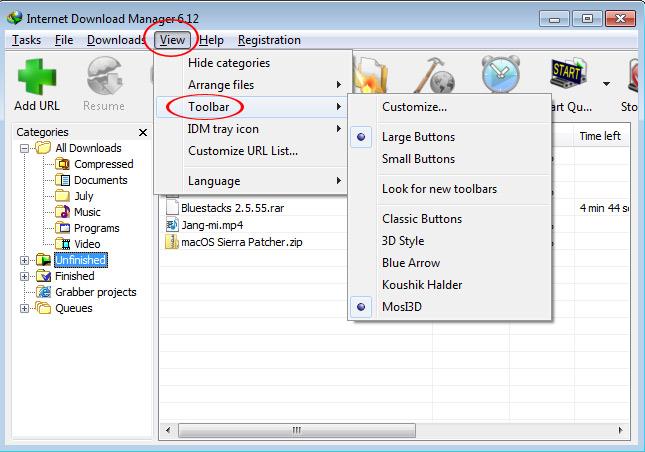 Changer linterface pour Internet Download Manager