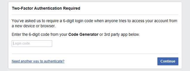 Cara masuk ke Facebook saat kehilangan akses ke Code Generator