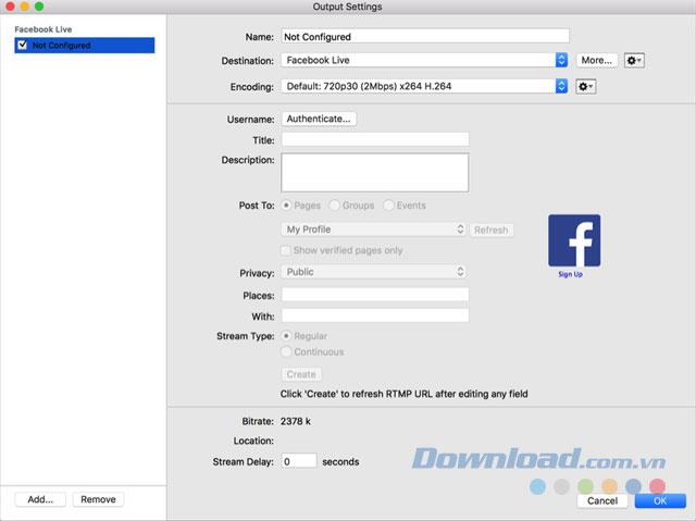 How to stream Facebook videos on computer with Wirecast