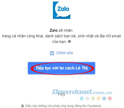 How to login to Zalo with Facebook without a password