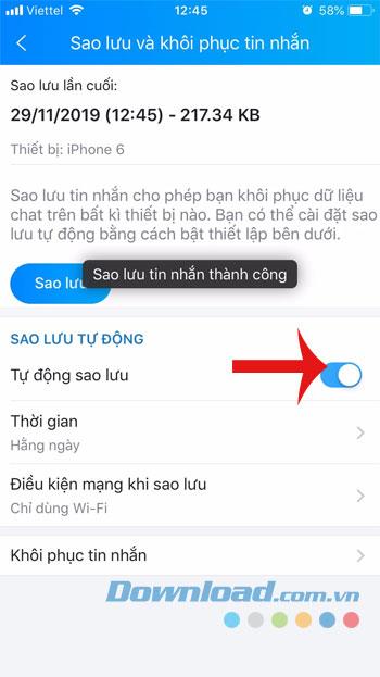 How to backup and restore Zalo messages on iPhone