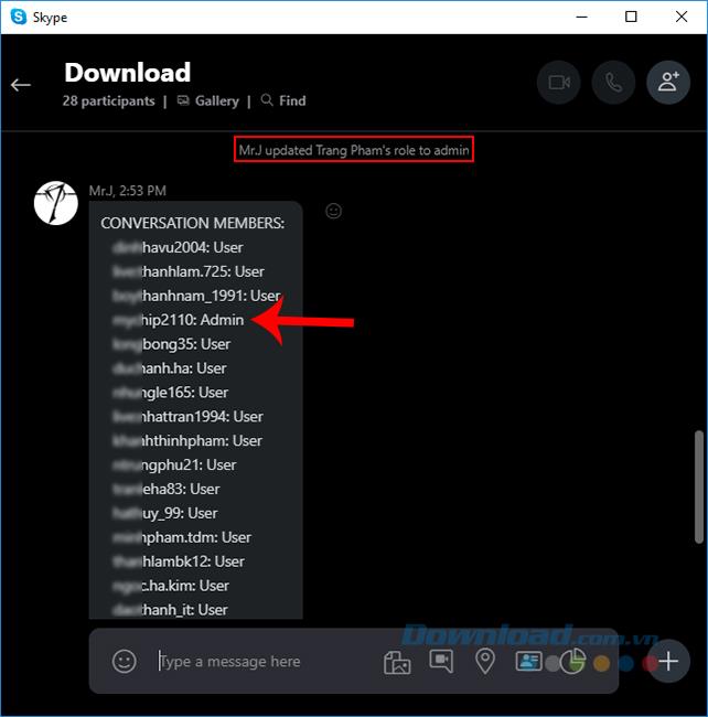 Bagaimana cara menambahkan administrator ke grup obrolan Skype