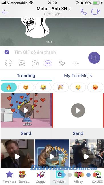 How to create GIF images with music on Viber (TuneMoji)