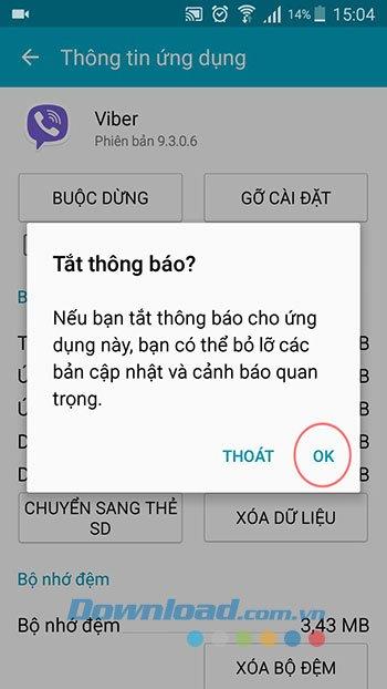 Désactivez le mode de notification, allumez lécran lorsquil y a un message Viber