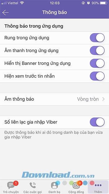 Désactivez le mode de notification, allumez lécran lorsquil y a un message Viber
