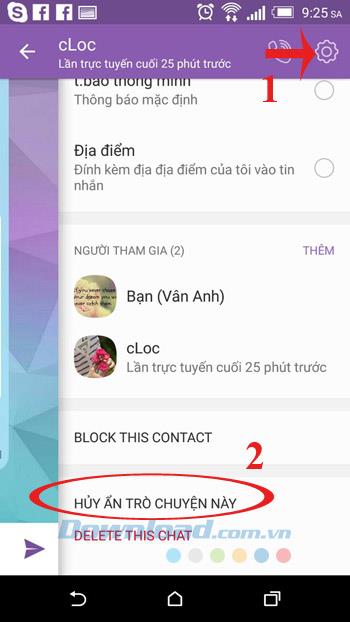 unhide a viber chat