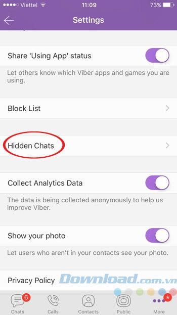 Crypter les messages, les chats cachés, se déconnecter à distance sur Viber 6.0