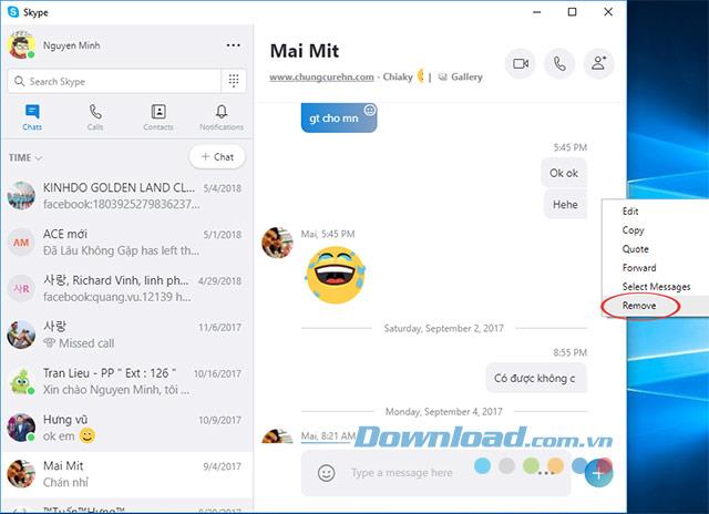 Comment supprimer les messages envoyés sur Skype