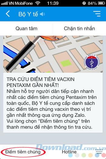 Comment rechercher le site de vaccination le plus proche via Zalo