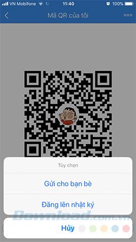 Share personal QR code on Zalo