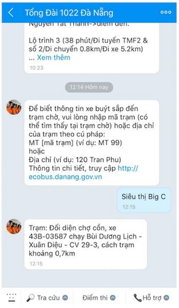 Comment rechercher des bus gratuits via Zalo à Da Nang