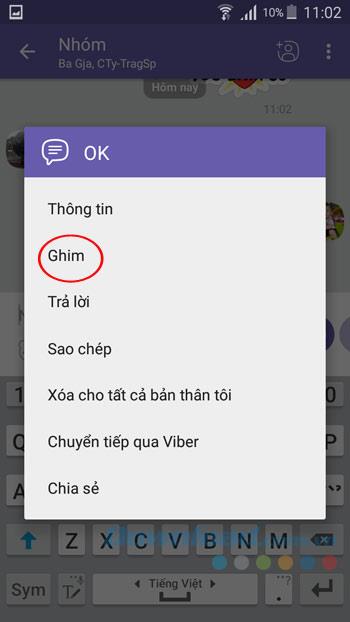 Cómo anclar mensajes en el grupo de chat de Viber