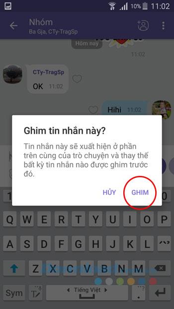 Cómo anclar mensajes en el grupo de chat de Viber