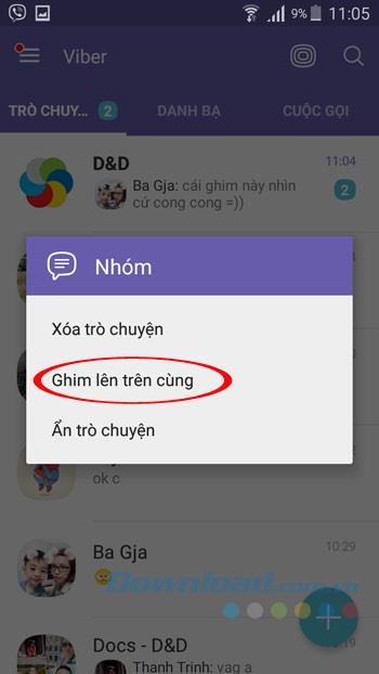 Comment épingler des messages dans le groupe de discussion Viber