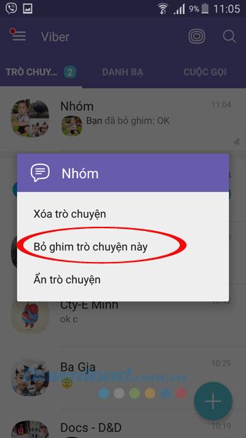 Comment épingler des messages dans le groupe de discussion Viber