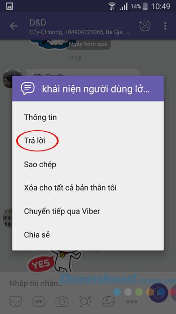 Cómo responder mensajes en el grupo de chat de Viber