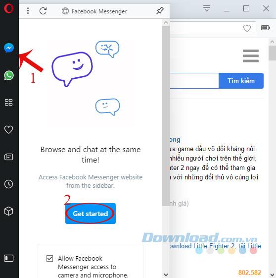 Anweisungen zum Chatten auf Facebook Messenger in Opera