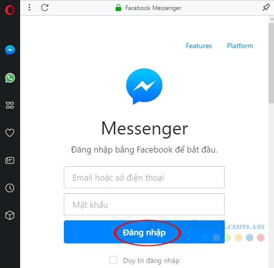 Instructions pour discuter sur Facebook Messenger sur Opera