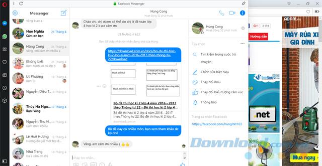 Petunjuk untuk mengobrol di Facebook Messenger di Opera