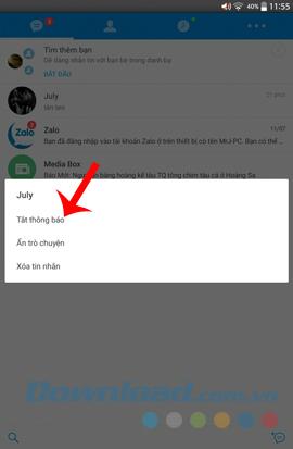 Cara memblokir notifikasi obrolan Zalo