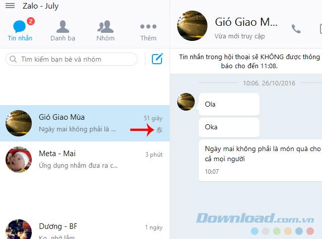 Cara memblokir notifikasi obrolan Zalo