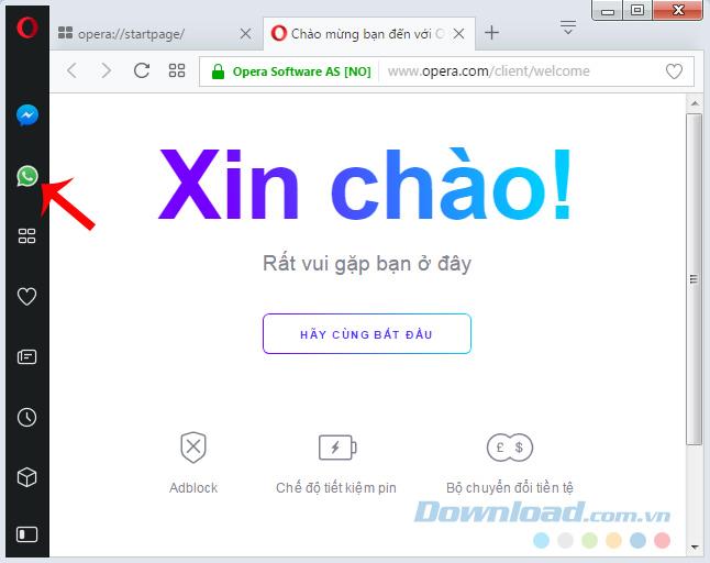 Chat WhatsApp dengan Opera