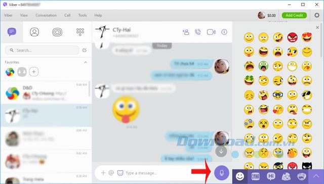 Petunjuk untuk mengirim pesan suara di Viber