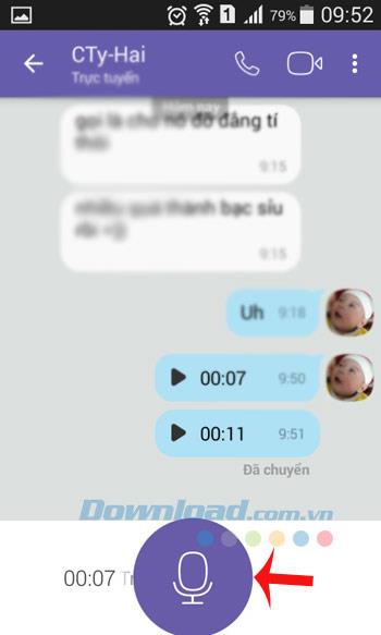 Petunjuk untuk mengirim pesan suara di Viber