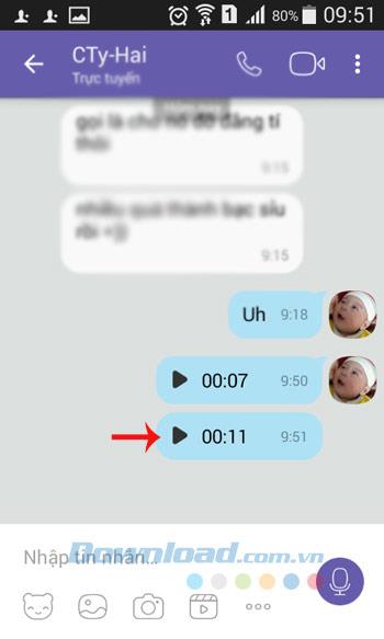 Petunjuk untuk mengirim pesan suara di Viber