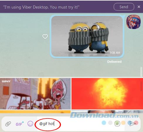 Viber sur lordinateur a officiellement eu des images GIF