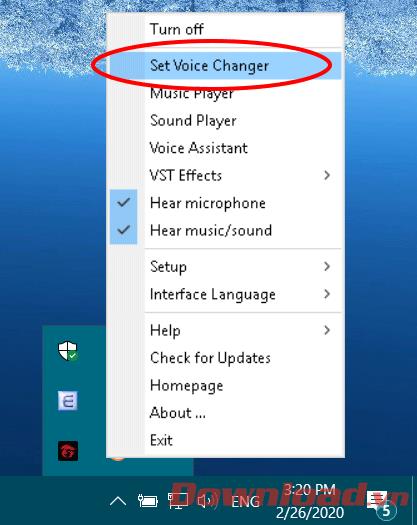 Instruire la fausse voix par le logiciel Clownfish Voice Changer
