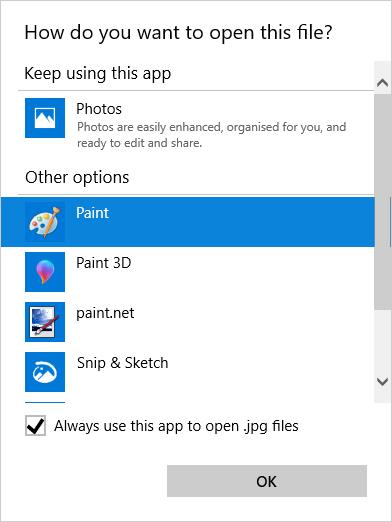 How to change the file association with the default program on Windows 10