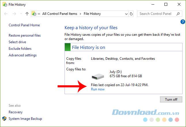 Comment activer lhistorique des fichiers sur Windows 10 mai 2019